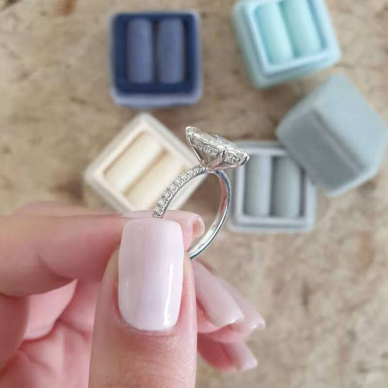 VVS moissanite ring Eternity Women's Jewelry Promise Sterling Silver Engagement Wedding Marquis Ring