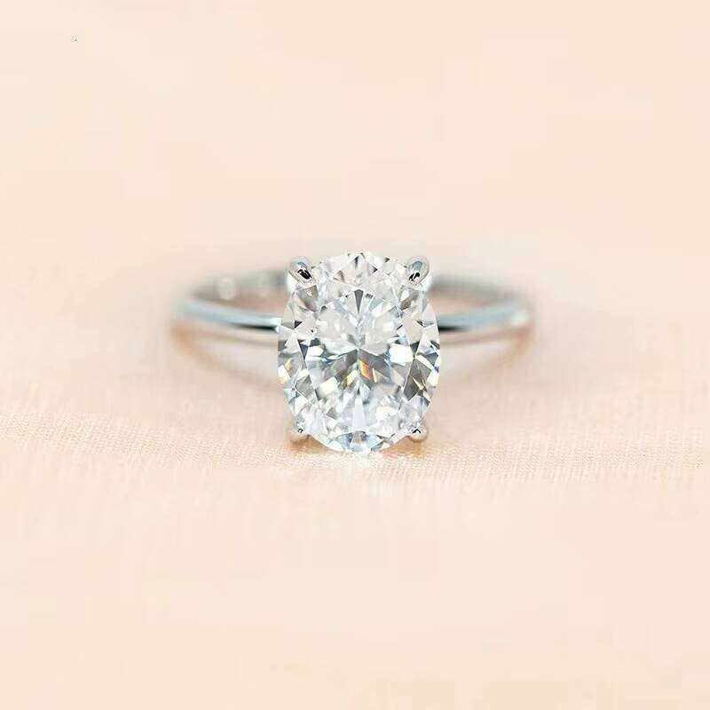 Poya Sterling Silver Engagement Rings for Women Classic Oval Cut Moissanite Ringia Solitaire Ring Gold Plated Wedding Gift