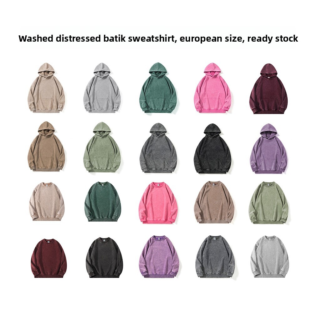 European Size Washed Vintage Cotton Sweatshirt Designer Hoodie Jacket Tracksuit Men Polo Veste Coat Hoodie Men's Top Jacket Batik Snowflake Pullo