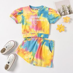 0-24M Born Baby Boy Girl Jersey de manga corta Tie-dyed T-shirt Tops Shorts Bottom 2PCS Conjuntos de ropa de verano Conjuntos de ropa