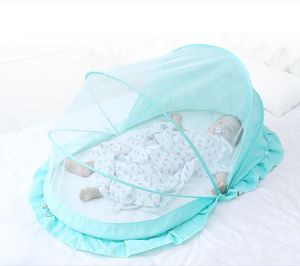 0-3 ans filet pour bébé pliable/portable vert/rose polyester bébé moustiquaire pour bébé tente lit berceau filet auvent avec cantonnière de manteau