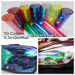 0 3x10m Roll Chameleon Feating Tinting Película para tinte de faro Nechrome Vinyl Tint Sticker260c