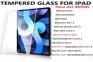 Protecteur d'écran en verre trempé pour iPad 0,4 mm 9H pour iPad 10 9 8 7 6 5 4 3 2 1 iPad mini mini6 iPad air 2 3 4 iPad pro 12,9 2022 IN OPP BAG5312147