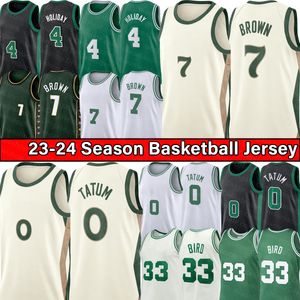 0 Jayson Tatum Jaylen Brown Basketball Jerseys Bostons City Jersey 4 Jrue Holiday Retro Larry 33 Bird 2023-24 Hommes Enfants Chemise verte S-XXL