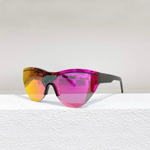 0004 Shield Wrap lunettes de soleil pour femmes hommes noir/violet miroir lentille lunettes été mode pare-soleil Sonnenbrille UV400 lunettes de Protection