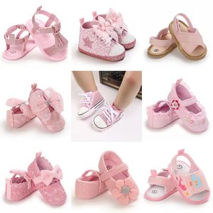 018m Fashion Born Pink Baby Shoes Nonslip Tissu Bottom For Girls Elegant Breathable Leisure First Walking 240415