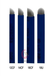 018 mm Blue Flex Flex Microblading Cowerbrow Manual Tattoo Pen Needles Blade con 12 14 18U Pins para bordado de cejas 3D88626644