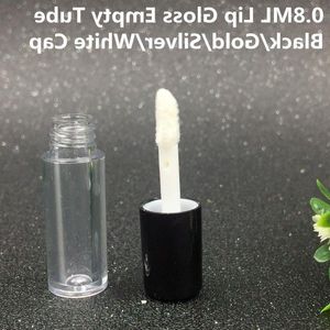 Mini Tube de brillant à lèvres transparent vide de 08ML, 50x13mm, noir, argent, or, bouchon en plastique, bouteille de baume à lèvres, échantillon de rouge à lèvres, conteneur cadeau Wvscr