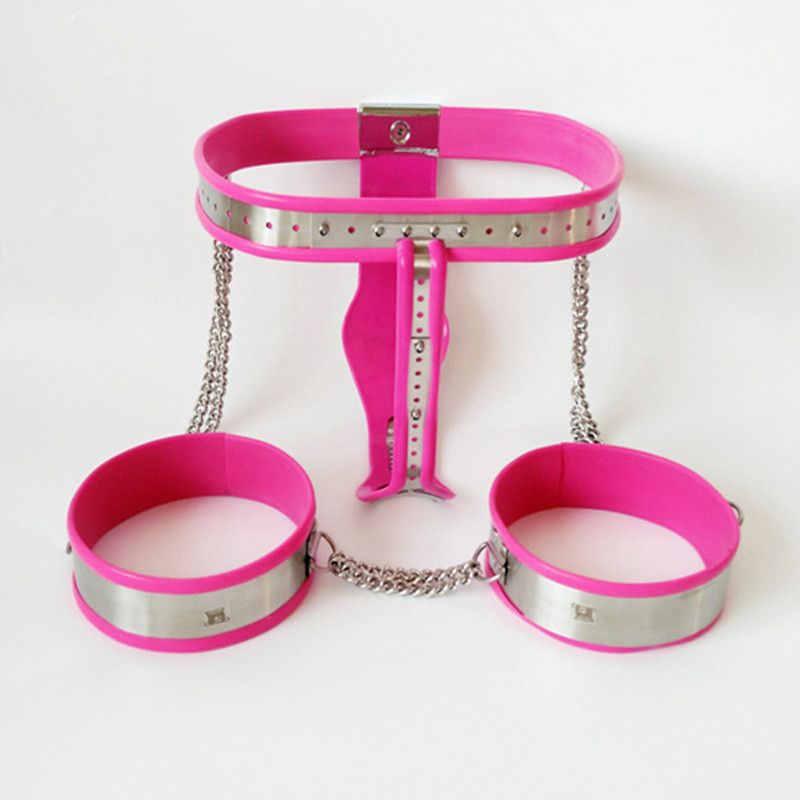 Chastity Belt With Thigh Ring Anal Pussy Plug Stainless Steel BDSM Bondage Restraints Lingerie