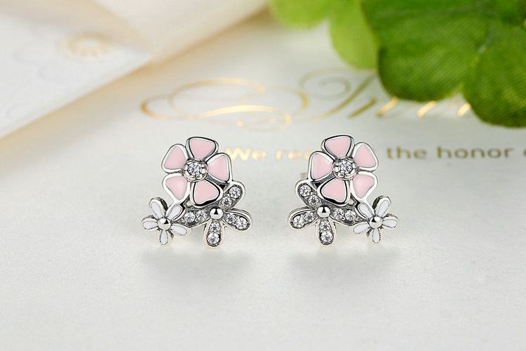 925 sterling silver poetic daisy cherry blossom stud earrings mixed & clear cz pink flower women anniversary sale 2018 ympas461, Golden;silver
925 sterling silver poetic daisy cherry blossom stud earrings mixed & clear cz pink flower women anniversary sale 2018 ympas461, Golden;silver