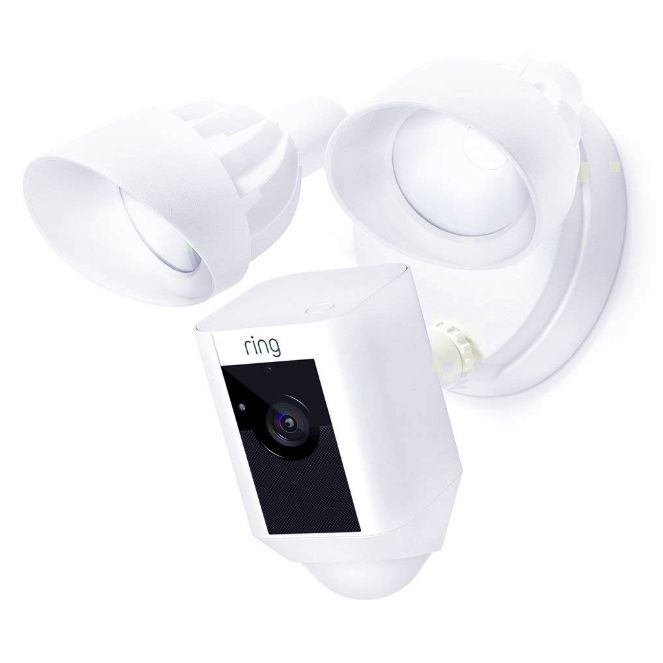 Floodlight Camera Motion-Activated HD Security Cam Two-Way Talk and Siren Alarm, White