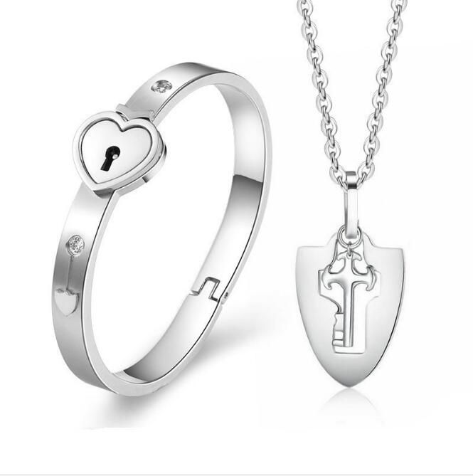 wholesale-jewelry sets stainless steel jewelry set lover lock bangle bracelet key pendant necklace 1, Silver
wholesale-jewelry sets stainless steel jewelry set lover lock bangle bracelet key pendant necklace 1, Silver