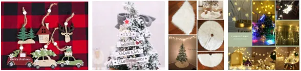 DIY圣诞树装饰挂件、地毯及各式灯饰