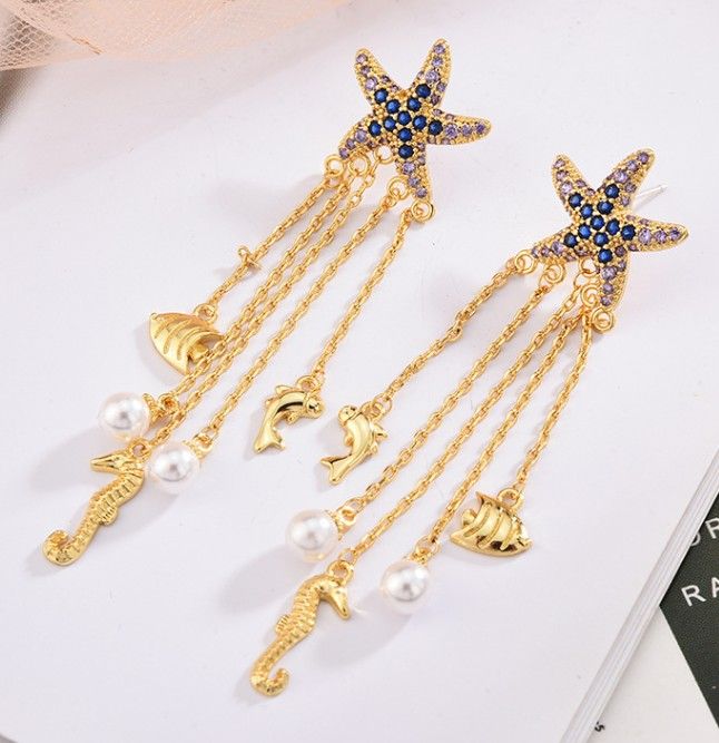bling cubic zirconia gold plated jewelry fashion starfish fish pearl tassel earrings for women 925 silver needle full diamond stud88, Golden;silver
bling cubic zirconia gold plated jewelry fashion starfish fish pearl tassel earrings for women 925 silver needle full diamond stud88, Golden;silver
