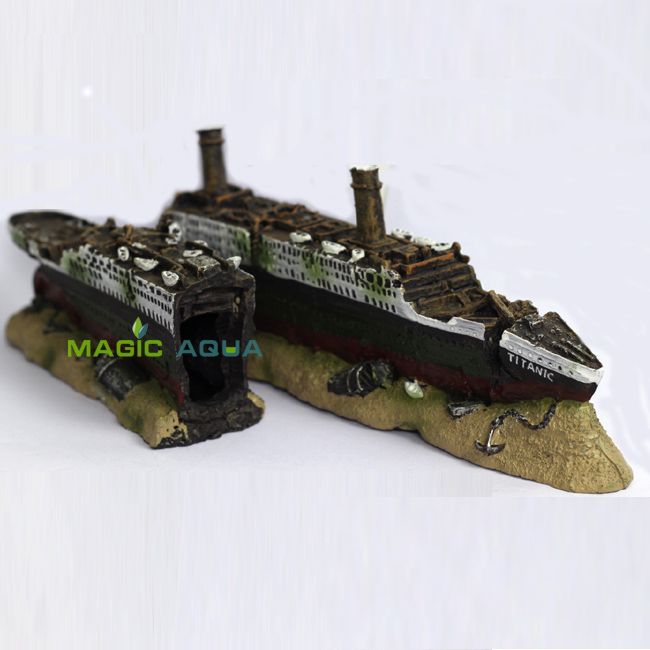 2017 Titanic Wreckage Ship Cruises 38cm Long Aquarium Fish Tank