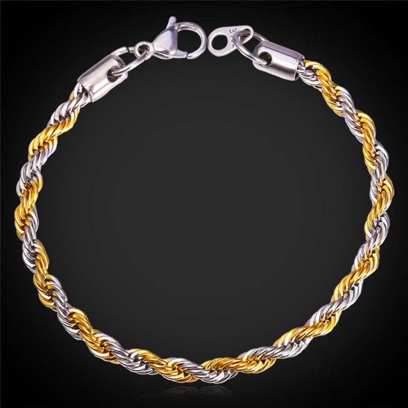 2017 Mgc Unisex 2 Tone Rope Couple Chain Bracelet For Women/Men 18k