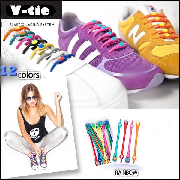 2018 New Elastic Easy Tie Silicone Rubber Elastic Shoelace Round Button