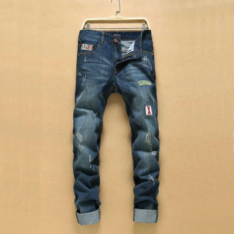 2017 2016 Patches Jeans For Men Fashion Ripped Patchwork Designer