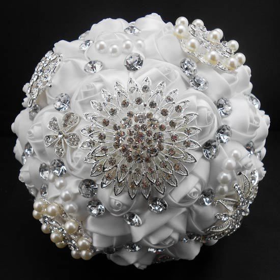 Satin flower bridal bouquet