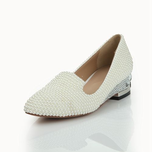 Fashion 2015 Low Wedge Heil Pearls Crystal Wedding Shoes 4.5 cm High ...