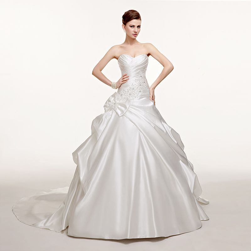 Vintage Ivory Garden Wedding Dresses Sweetheart Sleeveless Handmade