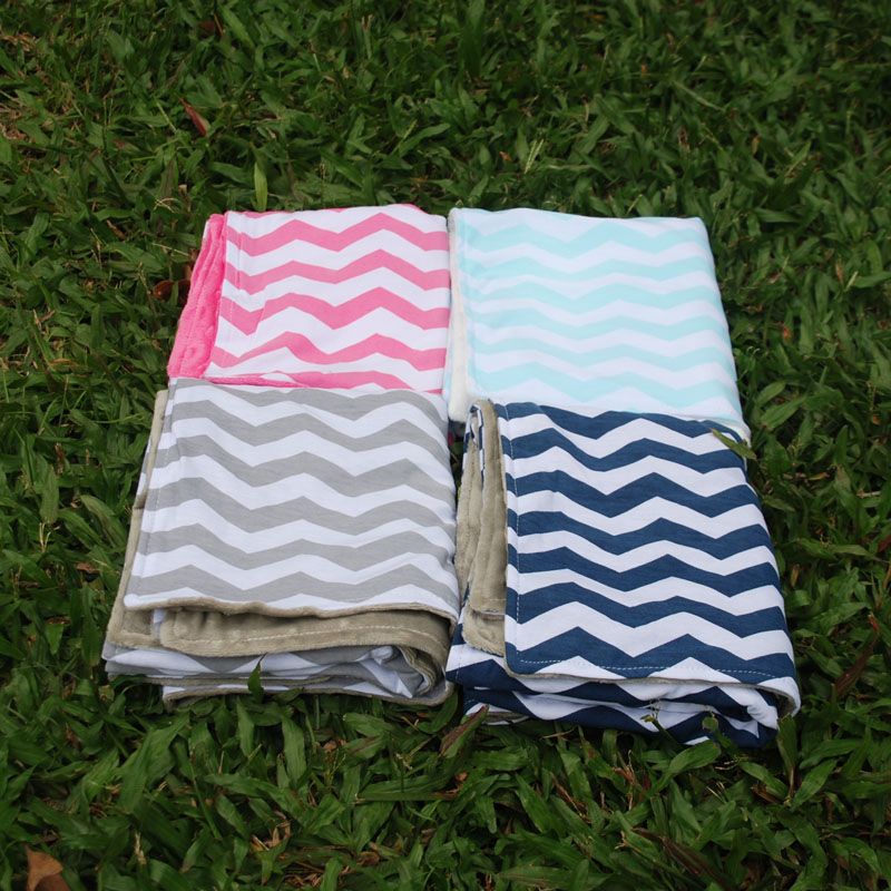 Wholesale Blanks Chevron Minky Baby Blanket Swaddle Blanket Toddler