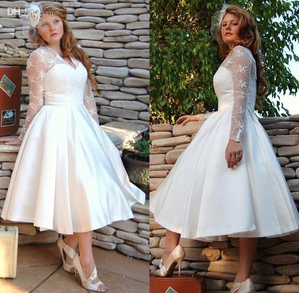 Discount Sexy V Neck Fat Girl Wedding Dresses With Sleeves