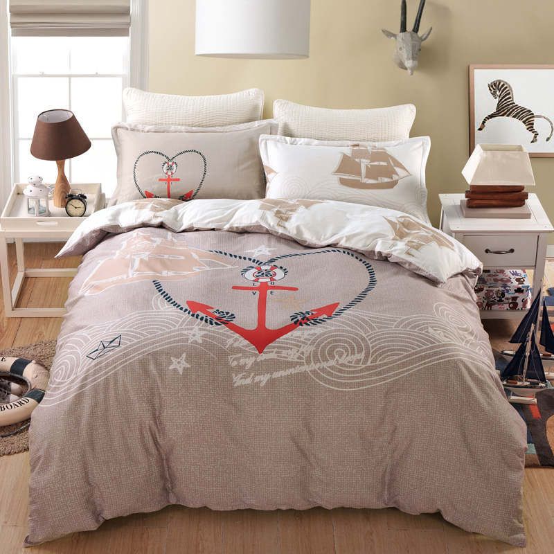 2017 Sailing Ship Boat Anchor Design Bedding Set Queen Size For