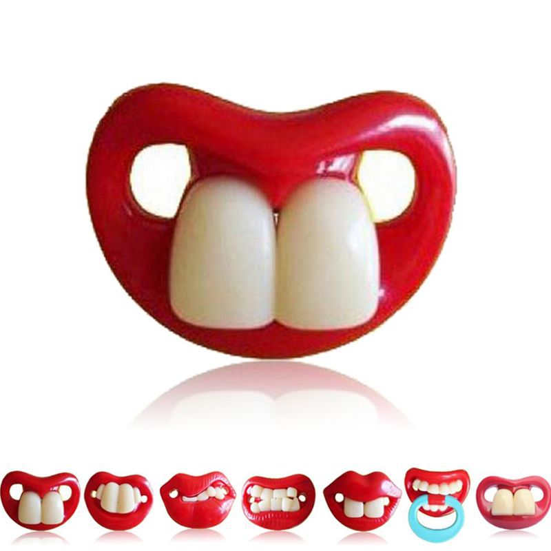 2017 Mix Baby Cute Teeth Shape Funny Toy Red Lip Novelty Dummy Tooth