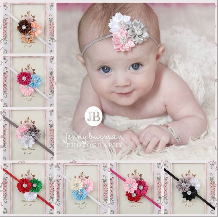 277 New baby headbands and bows cheap 867 Baby Girls Headbands Flowers Bows Infants Kids Headbands Satin Hair   