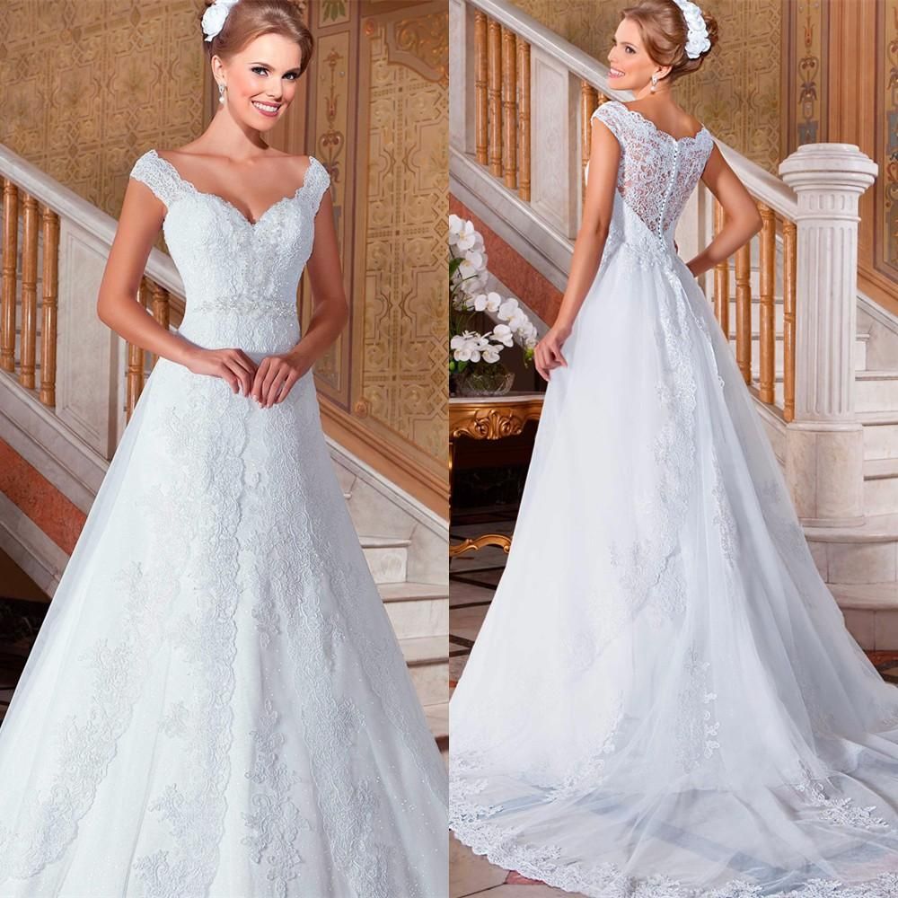 Discount 2015 Vestido Summer Lace Wedding Dresses Beach Bridal Gowns A