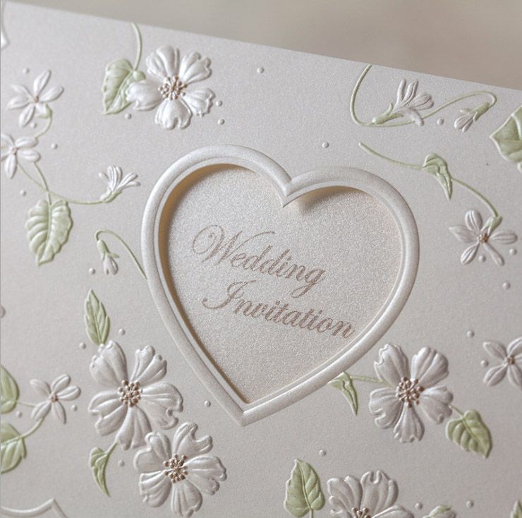 White heart wedding invitations