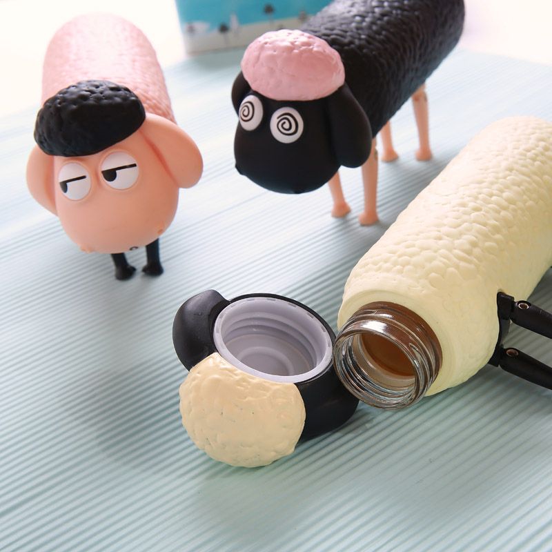 300ml Shaun The Sheep Glass Water Bottle Silicone Shell Anti Hot Anti Skid Bpa Free Bootle Given