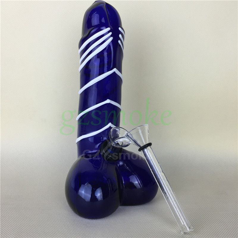 2016 ful 7.5 Unique Design Blue Sexy Dick Funny Cool Water Glass Bongs