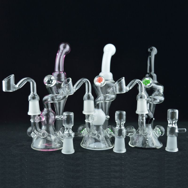 2017 Recycler Oil Dabs 7 Inch Glass Water Bongs Portable Hand Blown