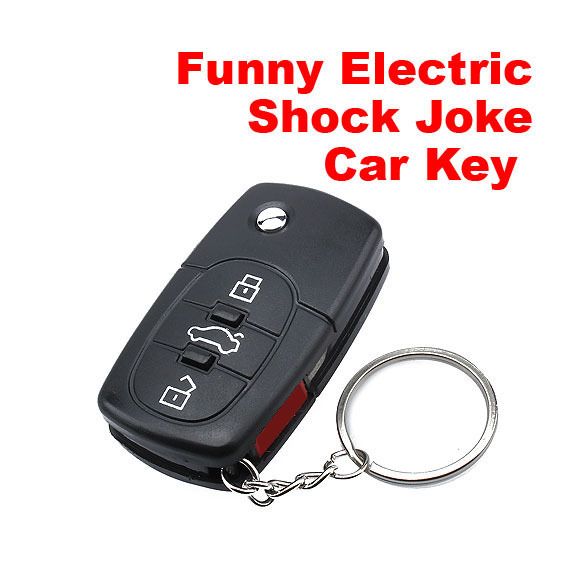 Novelty Electric Shock Fake Remote Car Key Keyring Funny Joke Toy Prank