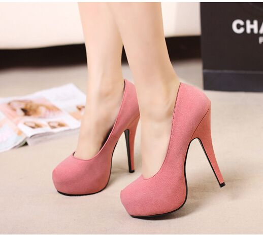 big yards 44 45 pumps Suede flock black pink rose Khaki high heels ...