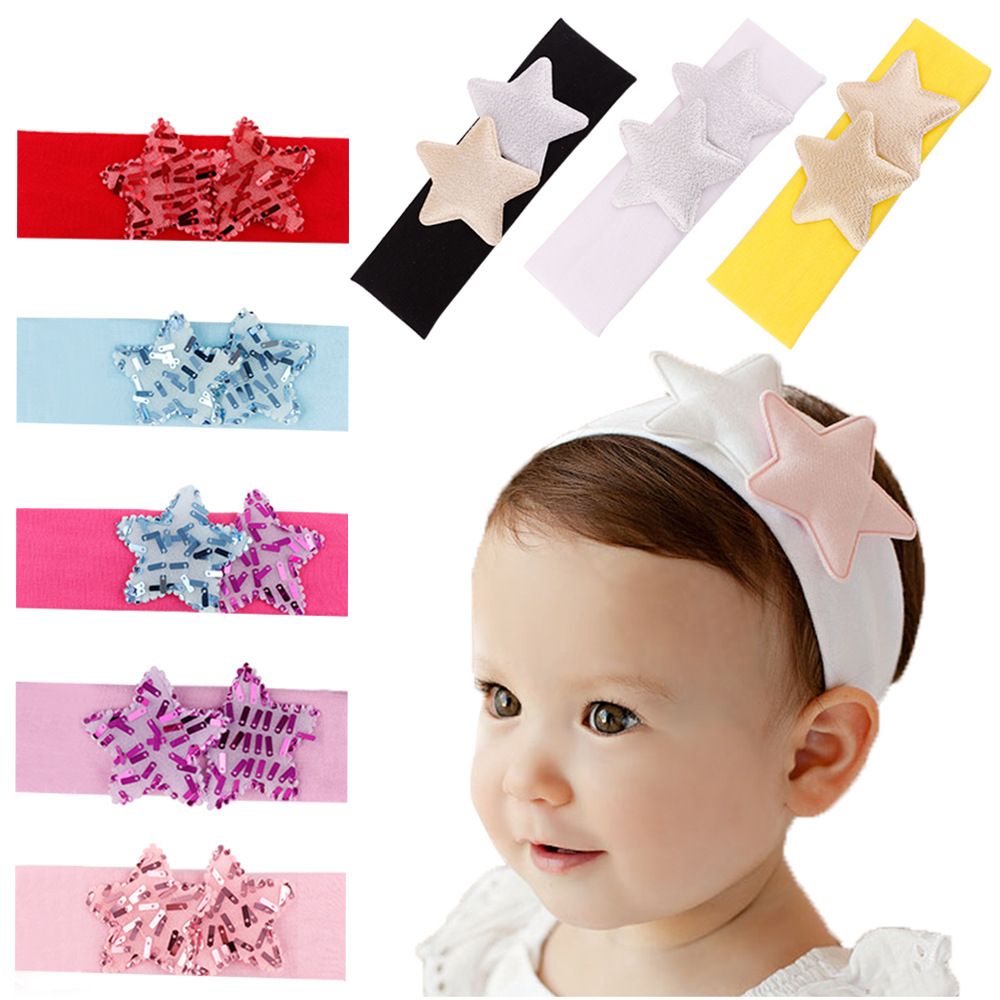 36 New baby headbands cotton 300 Baby Headbands Double Star Cotton Elastic Headbands For Girls   