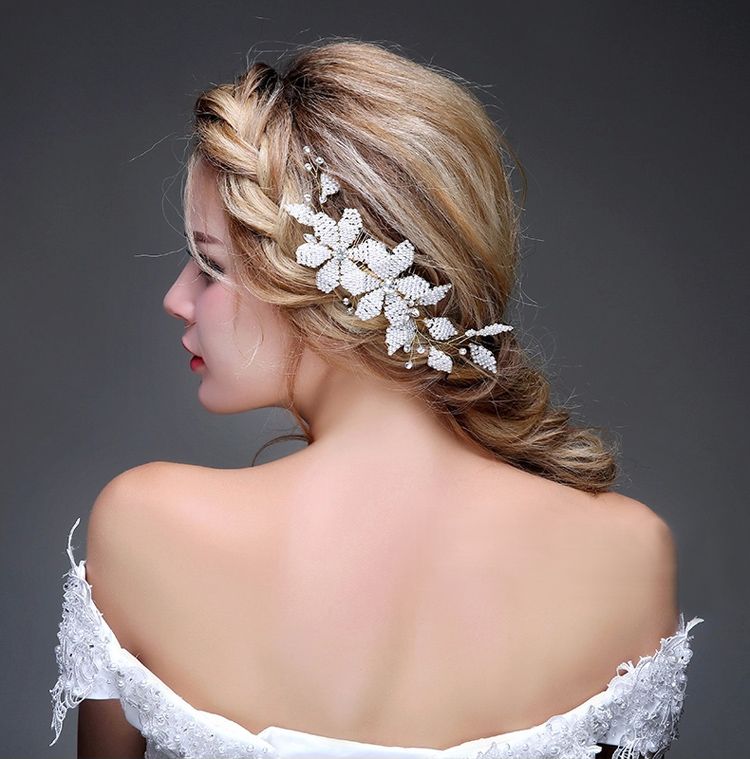 White Small Beads Hair Combs Wedding Tiaras Bridal Hair Accessories Bridesmaid Jewelry Wholesale