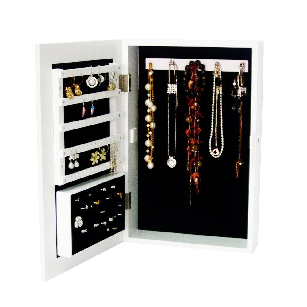 Small Wooden Table Top Jewelry Box Mirror Jewelry MDF Stand