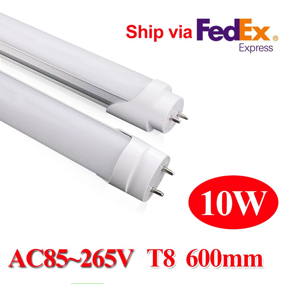 Fedex Ship 10w 0.6m 60cm T8 Led Tube Light 2 Feet 85 265v Ac 3000 6500k Led Tube Light Bulb Lamp