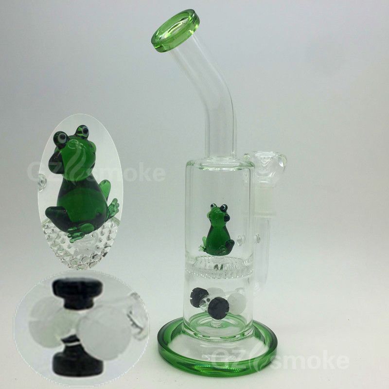 2016 Best Fuuny Animal Glass Water Bongs Frog On Honey Comb Glass Bong