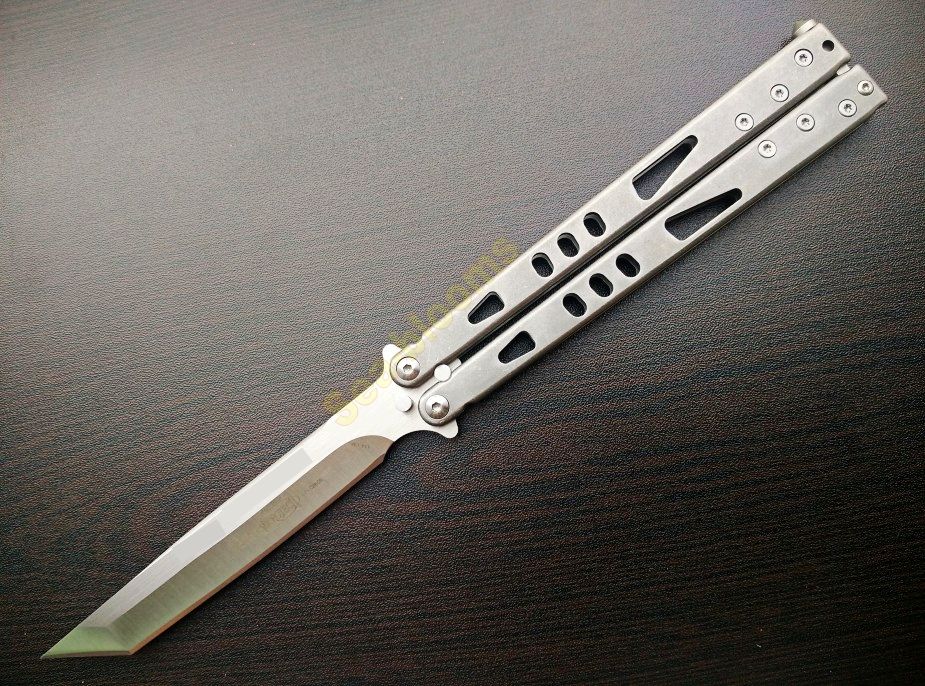 Microtech Tachyon II Tanto Balisong Butterfly Knife Satin Plain with