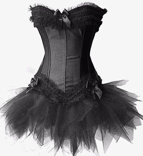 Discount Women'S Satin Boned Corset Shaper Bustier +Tutu Dress G String Skirt, Gothic Steel 