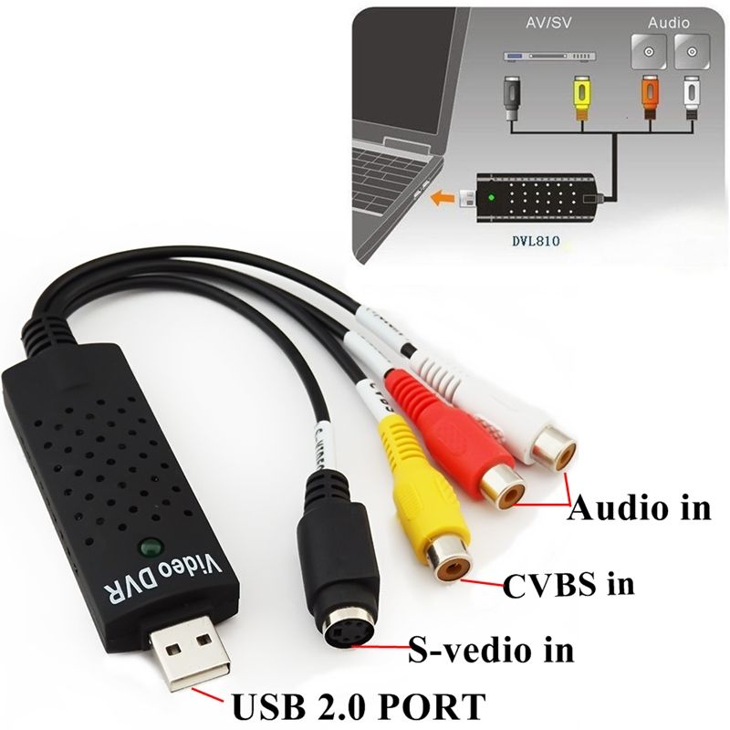 USB 2.0 to 3 RCA Audio SVideo TV DVD VHS RW Capture Converter Adapter Cable Online with 6.29