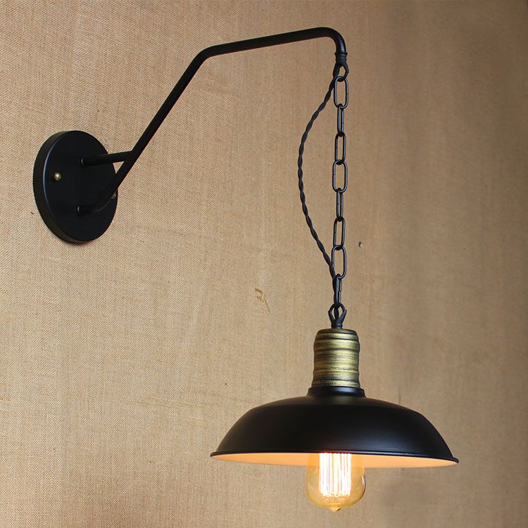 Hanging Wall Lamps iron retro hanging chain black metal lampshade wall lights outdoor Hanging Wall Lamps iron retro hanging chain black metal lampshade wall lights outdoor