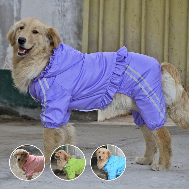 Large Dog Raincoat Golden Retriever Samoyed Summer Clothes Big Pet Clothing Waterproof Poncho