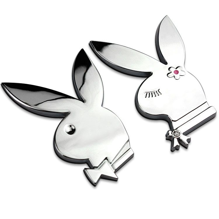 Universal Playboy Playgirl Bunny Girl Silver Chrome Metal Styling Car