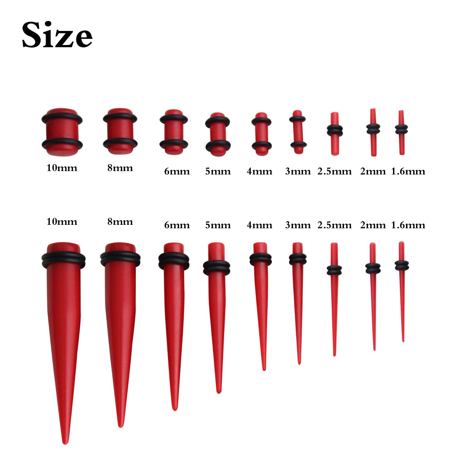 2017 ear taper and plug kits body piercing taper earring size chart