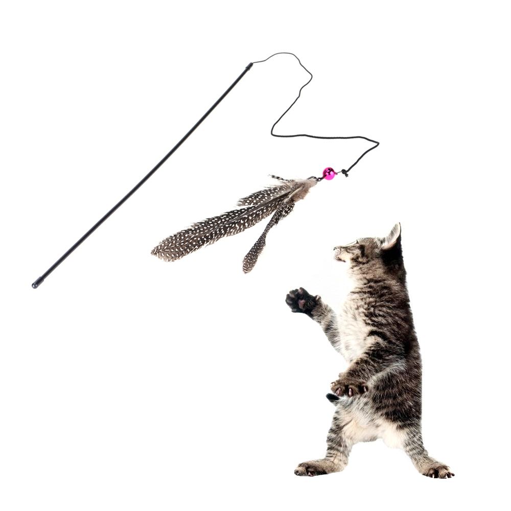 Funny Cat Bell Feather Wire Rod Dangle Flying Playing Toy For Cats Pet